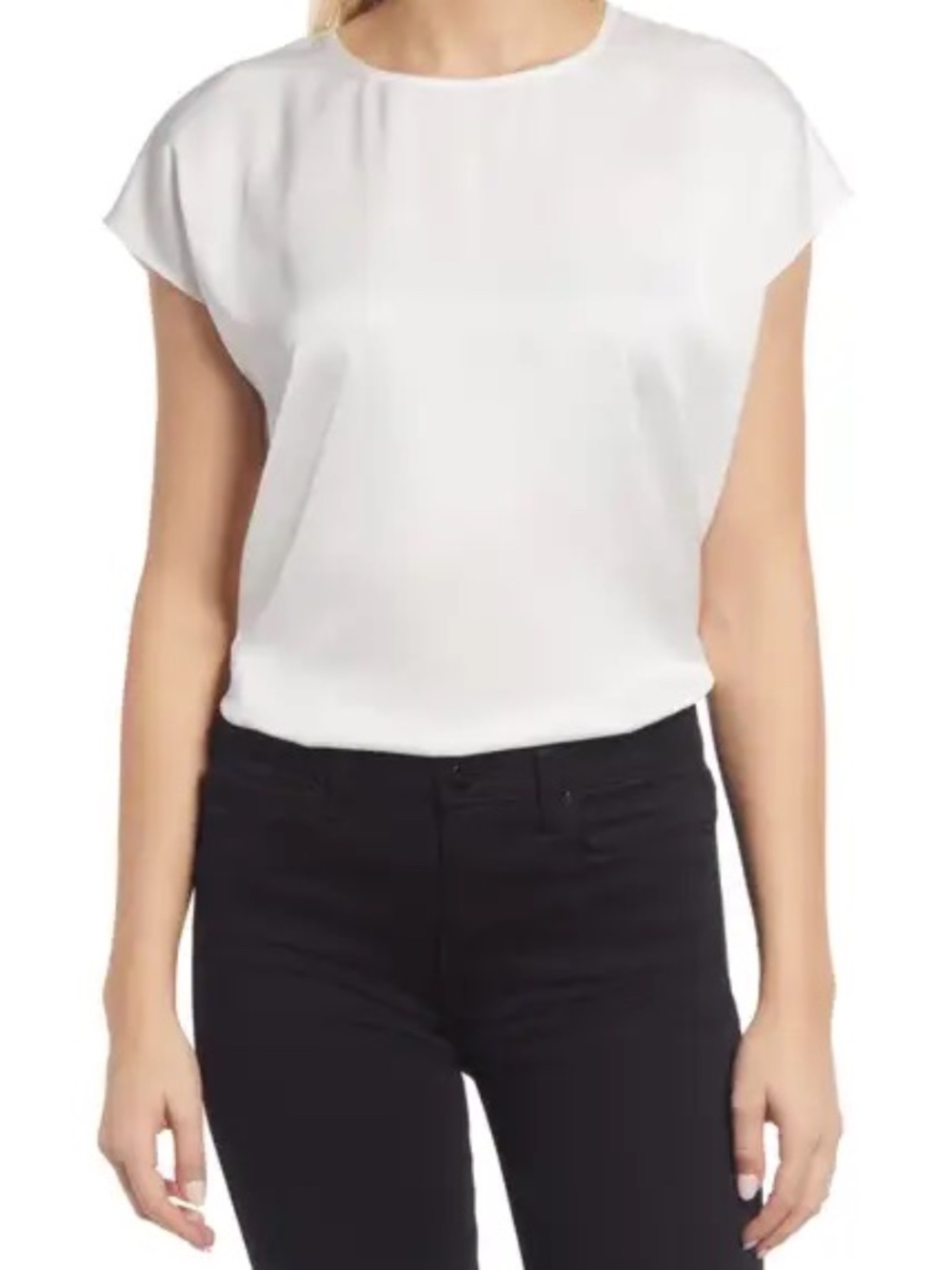 Cap Sleeve Satin Blouse